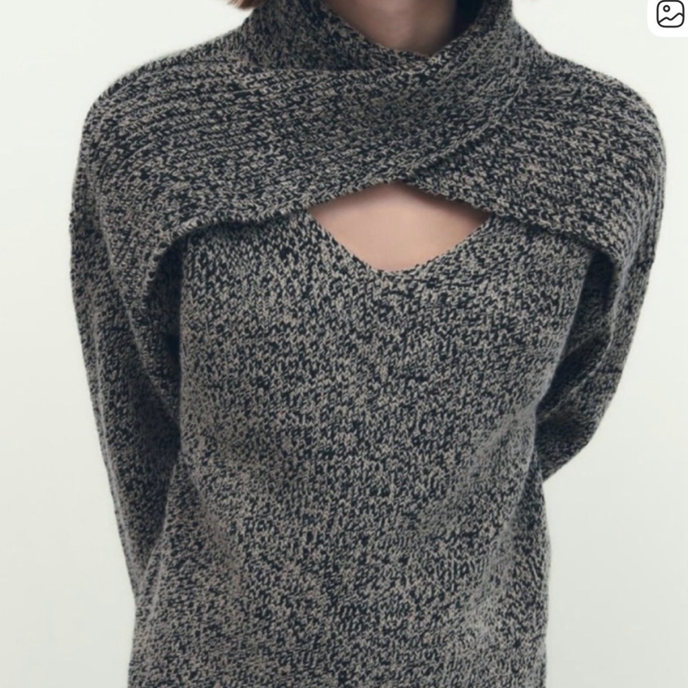 NWT Zara Cutout Turtleneck Knit Sweater - Picture 2 of 7